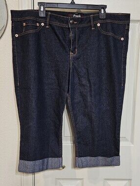 Fragile Dark Indigo Cuffed Capris - Classic Five-Pocket Denim